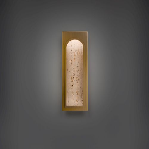 Beige Travertine Aged Brass LED Wall Sconce from the Cadey Collection
