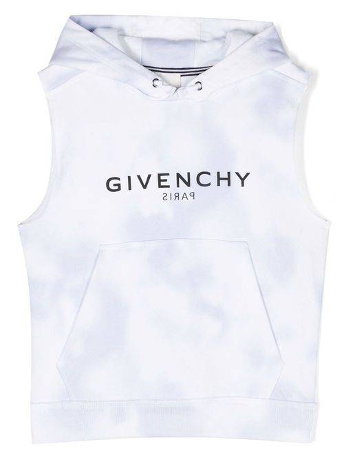Cloud-effect sleeveless hoodie - White