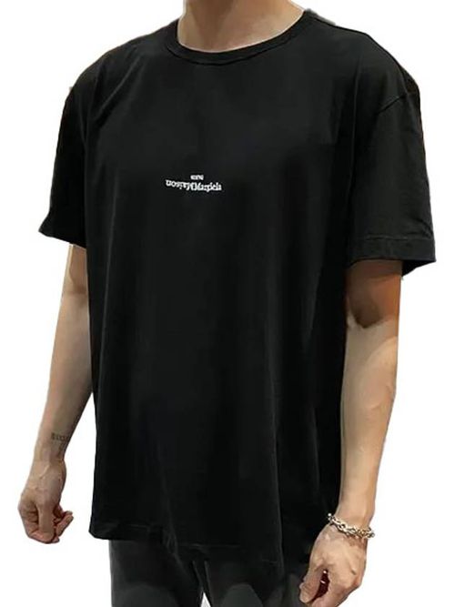 Upside-down logo crew-neck T-shirt