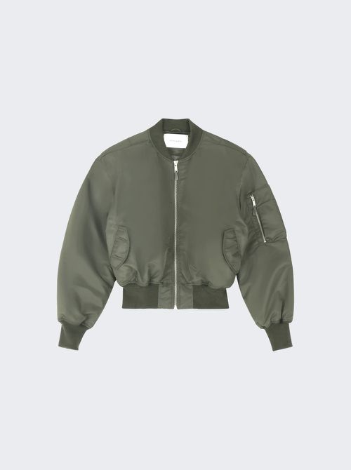 Cropped Broad Bomber Jacket Khaki