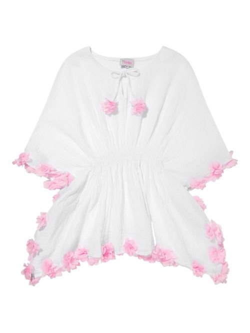 Flower-embellished casual dress - White