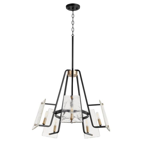 Tioga 5-Light Chandelier in Textured Black w with Aged Bra