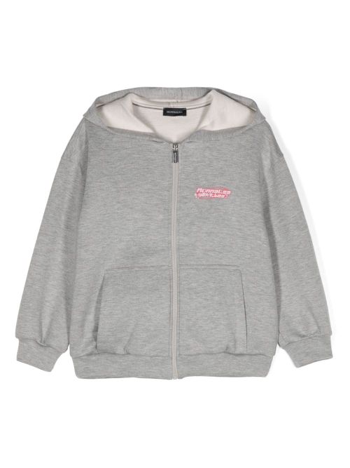 Logo-print zipped hoodie - Grey