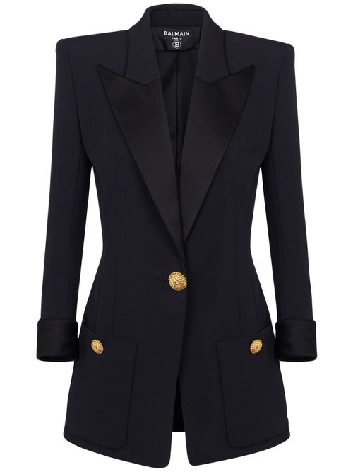 Peak-lapel wool blazer - Black