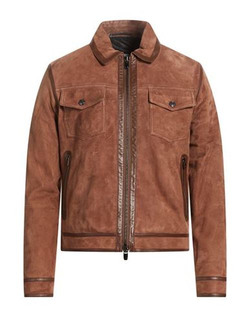 Jacob Cohёn Man Jacket Light brown Size 40 Cow leather