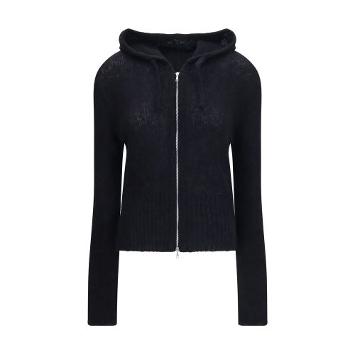 Alpaca-Blend Zip-Up Hoodie — Black