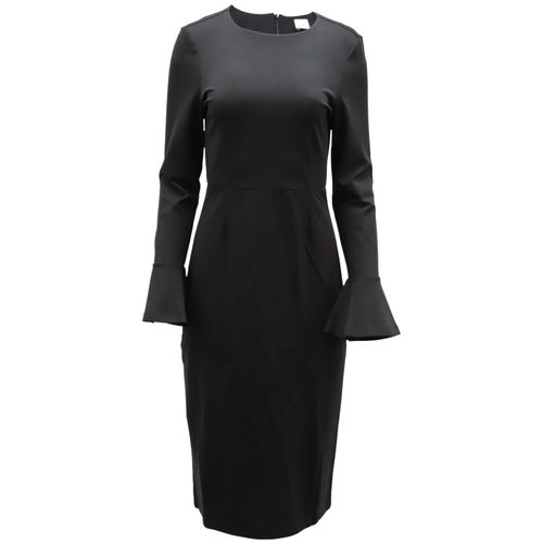 , Helga jersey dress with fluted sleeve; black