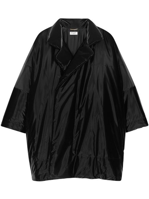 Lacquered-finish oversized coat - Black