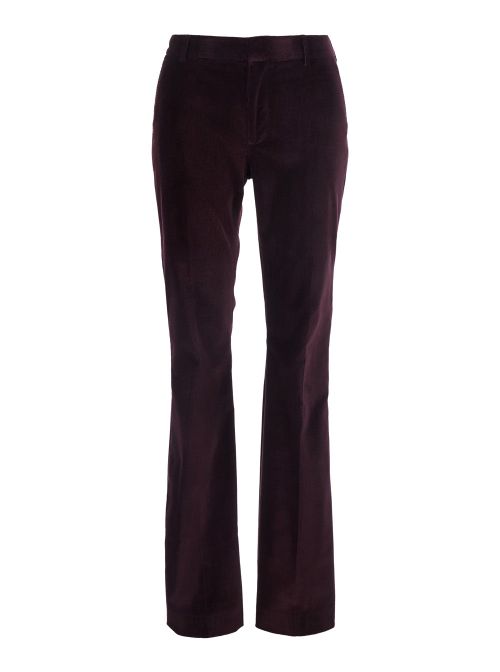 Corduroy Straight-Leg Trousers — Burgundy