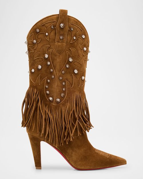 Santia Suede Fringe Red Sole Booties