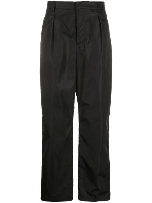Straight-Leg Nylon Trousers — Black