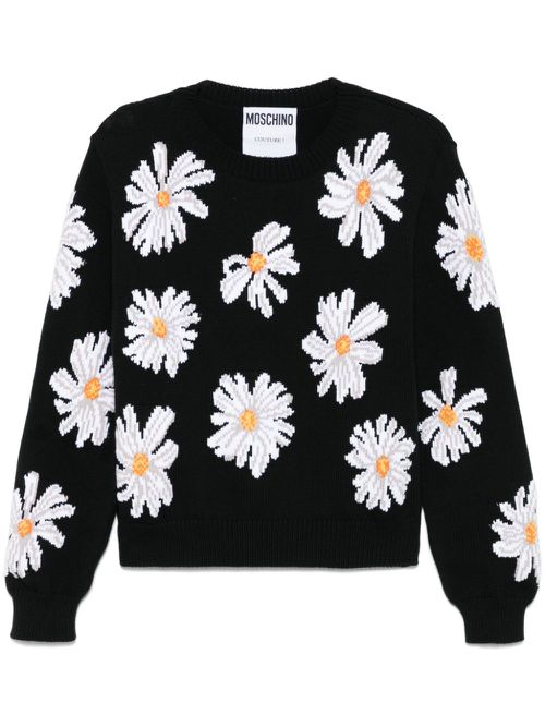 Floral-jacquard sweater - Black