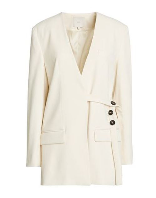 Woman Blazer Cream Size 12 Polyester, Elastane