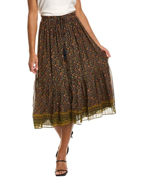 Soledad Silk-Blend Midi Skirt