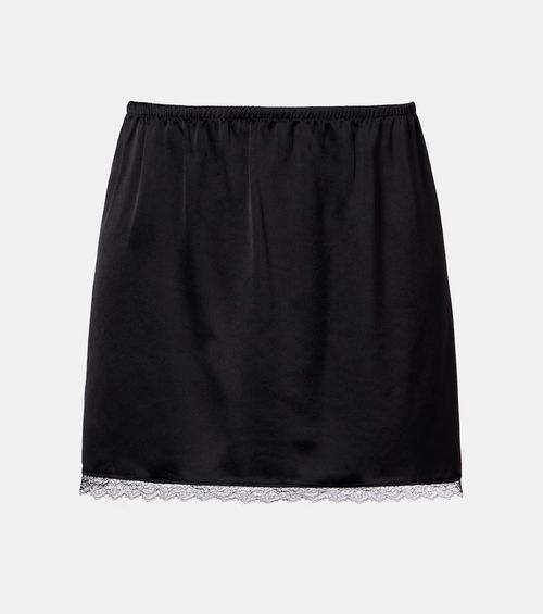 Barb lace-trimmed satin miniskirt