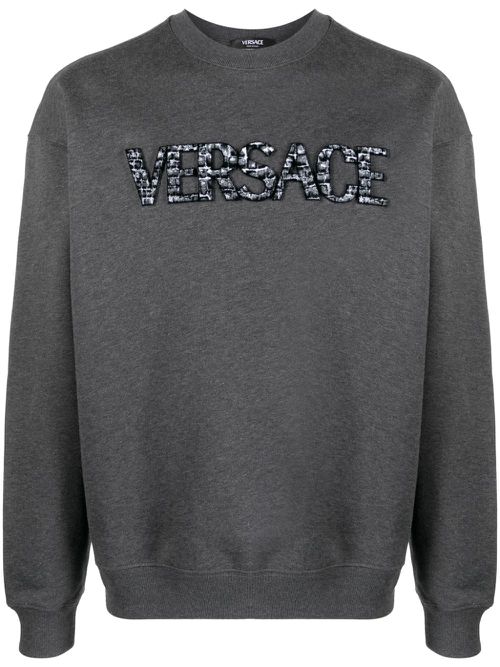 Logo-patch cotton sweatshirt - Grey