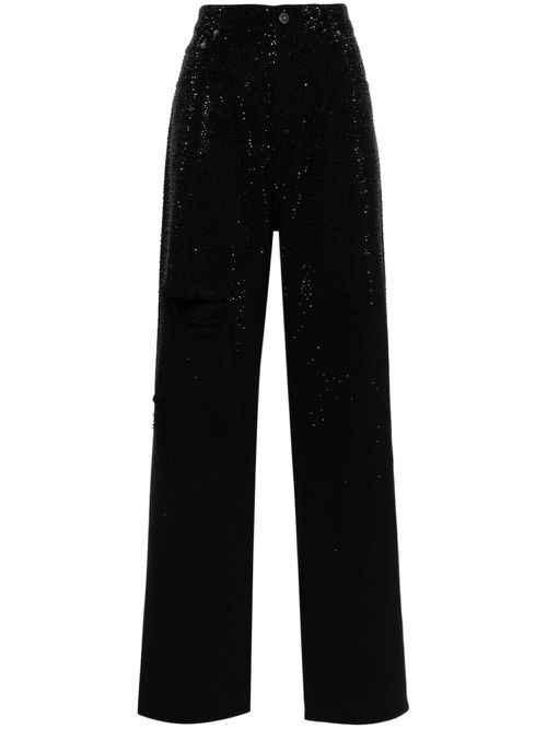 Crystal-embellished wide-leg jeans - Black