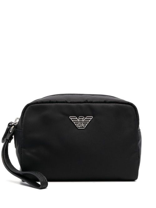 Logo-plaque make up bag - Black