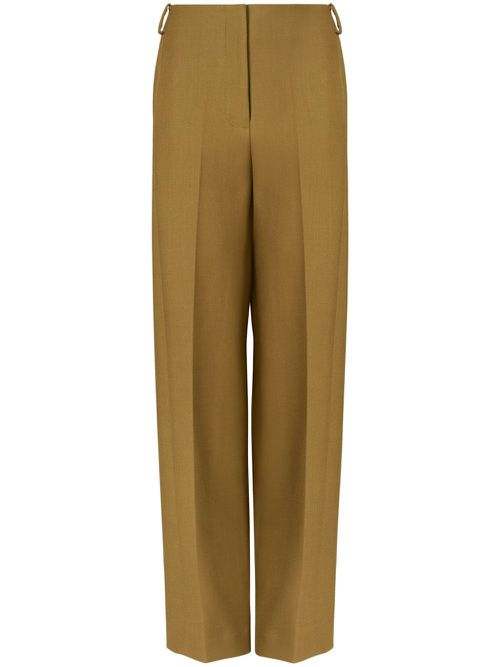 Pressed-crease wool-blend tailored trousers - Green