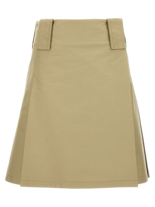 Pleated Cotton Skirt — Beige