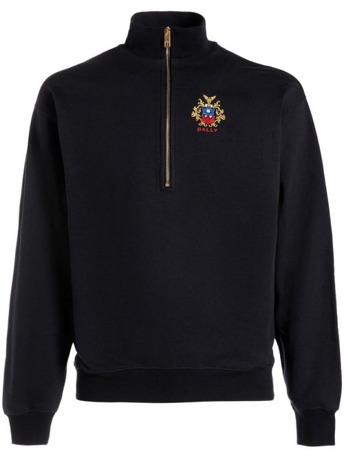 Logo-embroidered half-zip sweatshirt - Blue