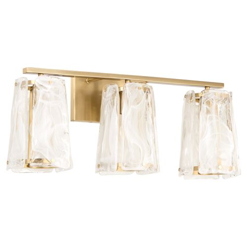 Aged Brass Three Light Vanity from the Prestige Collection