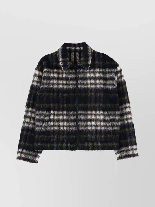 MSGM - cozy plaid long sleeve jacket