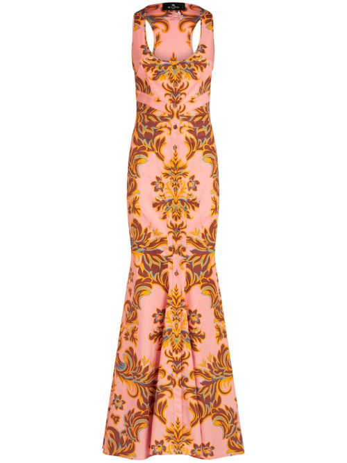 Floral-print mermaid gown - Pink
