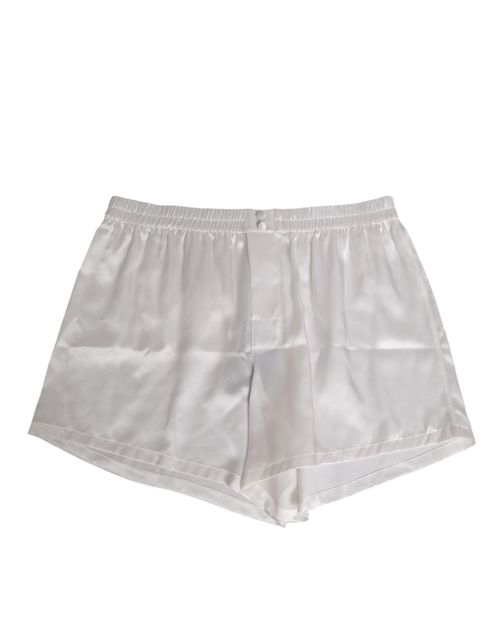 Silk Satin Swim Shorts — White