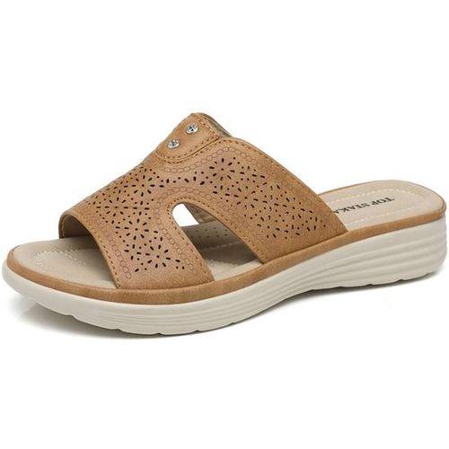 Ivachy Cushioned Cut Out Mule Lightweight Slide Sandals In Came