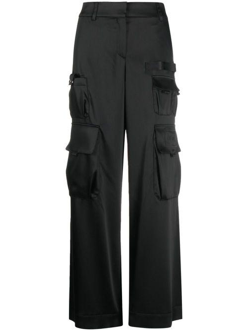 Satin cargo trousers - Black
