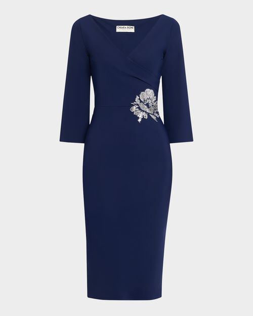 Shusui Bodycon Sequin Applique Midi Dress
