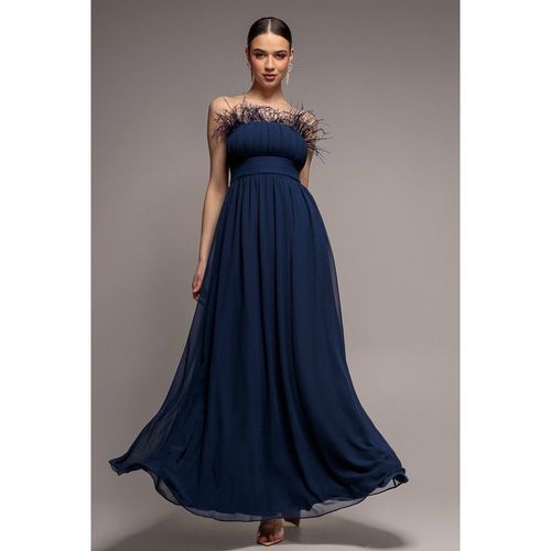 Goddiva Bridesmaids Chiffon Maxi Dress - Navy