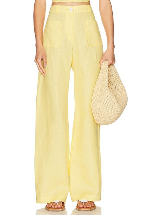 MATTHEW BRUCH Barrel Button Pocket Pant in Yellow - Yellow. 8 also in