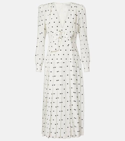 Polka-dot silk midi dress