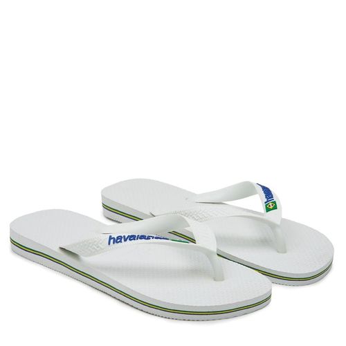 Women's Brazil Logo Flip Flop Sandals (White)