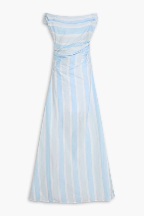 Lipari draped striped poplin maxi dress - Blue - US 0