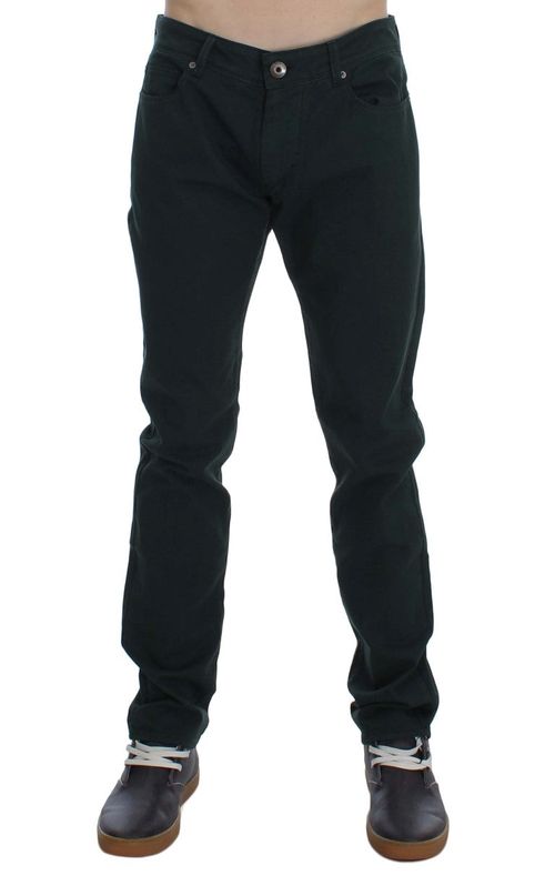 Cotton Denim Stretch Jeans — Green
