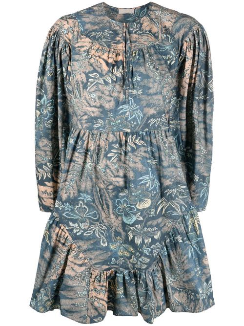 Leiko floral-print mini dress - Blue
