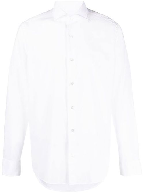 Long-Sleeve Stretch-Cotton Shirt — white