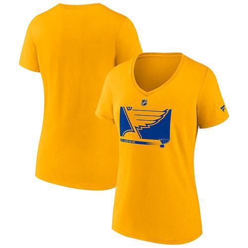 Women's Fanatics Gold St. Louis Blues Authentic Pro Core Collection Secondary Logo V-Neck T- - Size Small