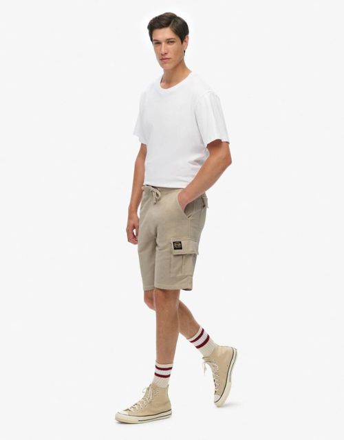 Contrast stitch cargo shorts in washed silver beige-Neutral