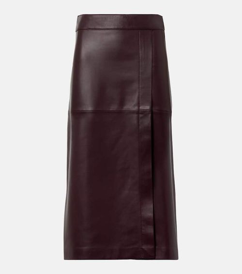 Leather midi skirt
