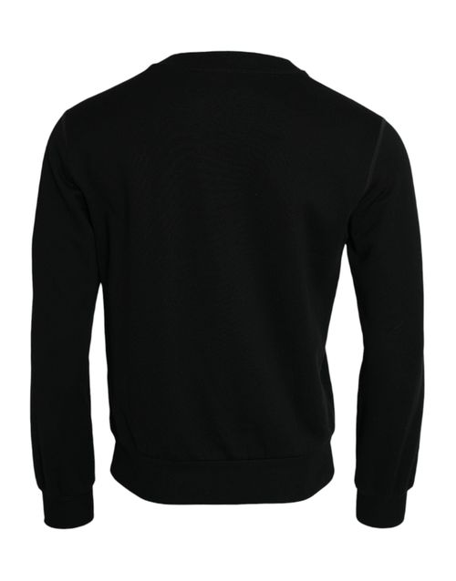 Cotton-Blend Crewneck Sweatshirt — Black