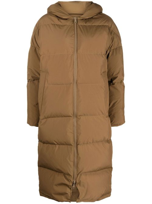 Zipped hooded coat - Brown