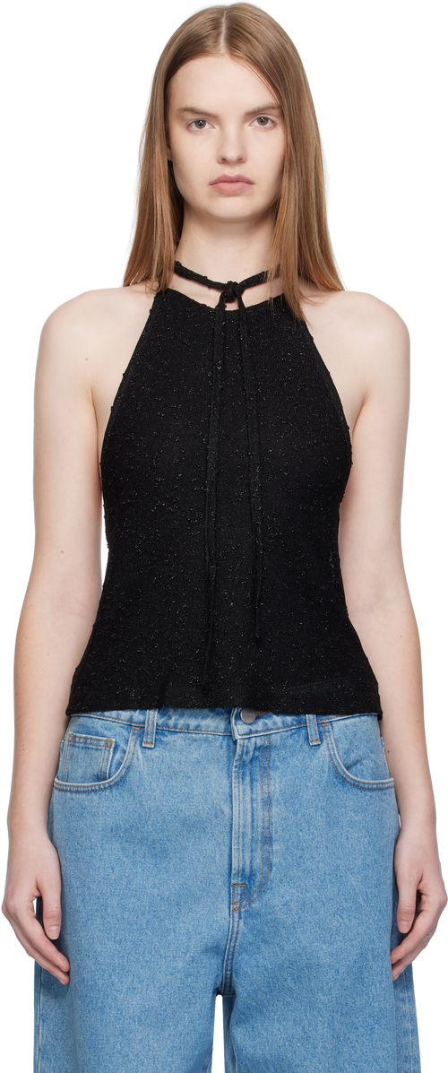 Black Imber Metallic Halter Top