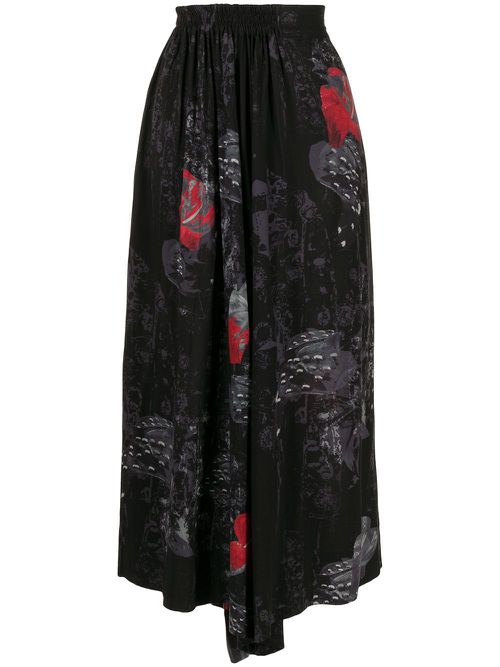 Graphic-print flared trousers - Black