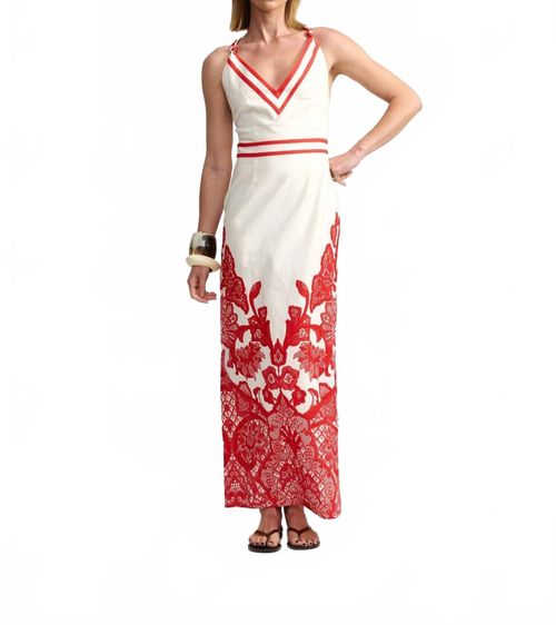 Clara Maxi Dress In Red/white