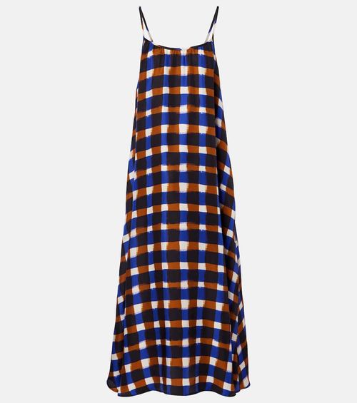 Napoli checked silk twill maxi dress