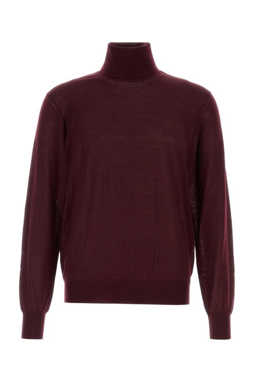 Wool Turtleneck Sweater — Burgundy